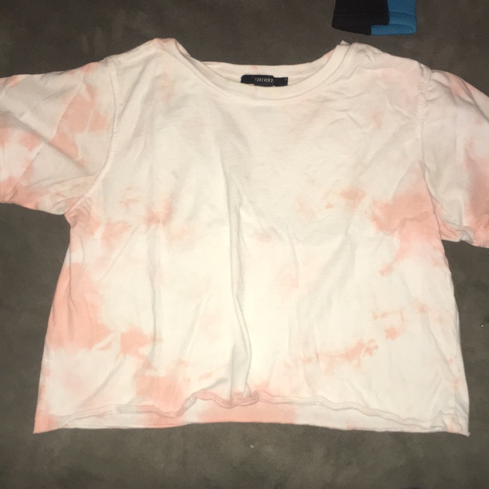 FOREVER 21 pink tie die crop top